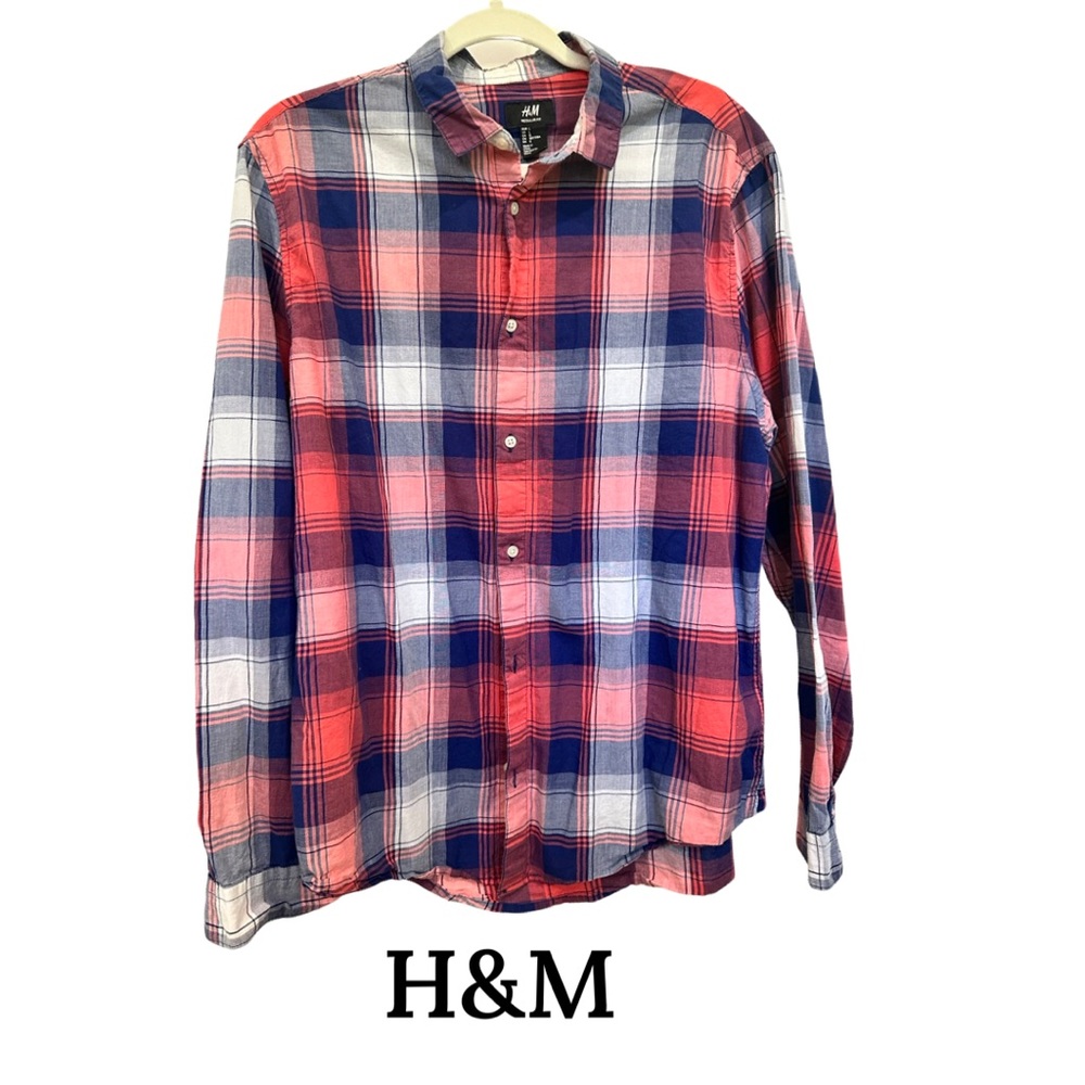 H&M Plaid Cotton button down -‎ Large - Excellent Condition - unisex